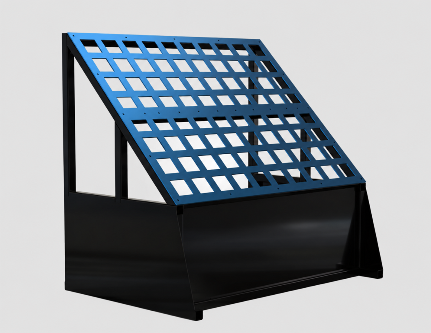 Blue and black industrial screening grizzly CAD render